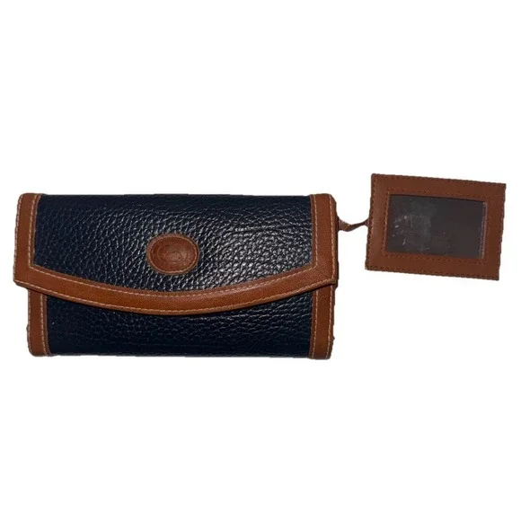 Vintage Dooney & Bourke All Weather Leather Navy Pebbled Wallet Checkbook - Picture 3 of 4